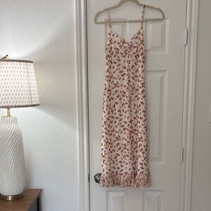 Ultra Flirt Cream Midi Dress with Rust Butterfly Print
